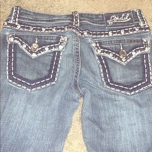 La idol size 5 blue jeans bling pockets bootcut